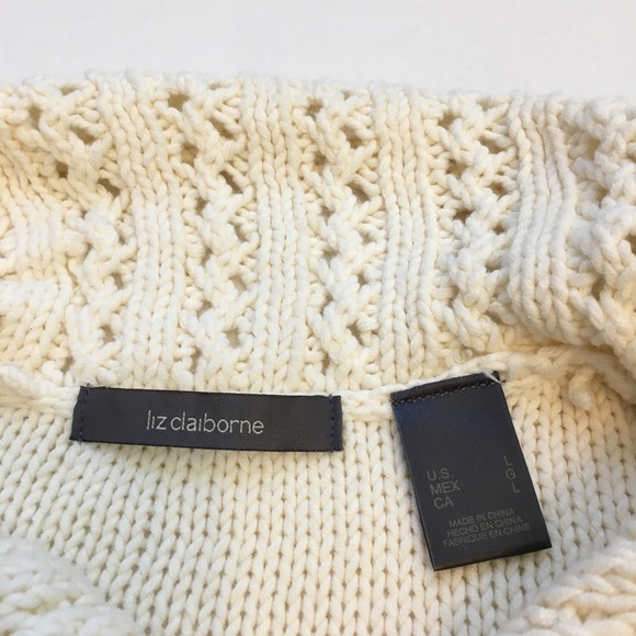 Liz Claiborne Cream Fancy Knit Cardigan, - Picture 9 of 11